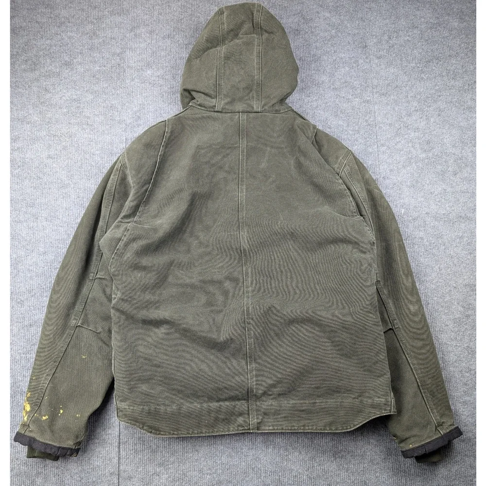 Carhartt Canvas Jacket Mens Large J284 MOD Green Workwear Utility Thrashed Lined